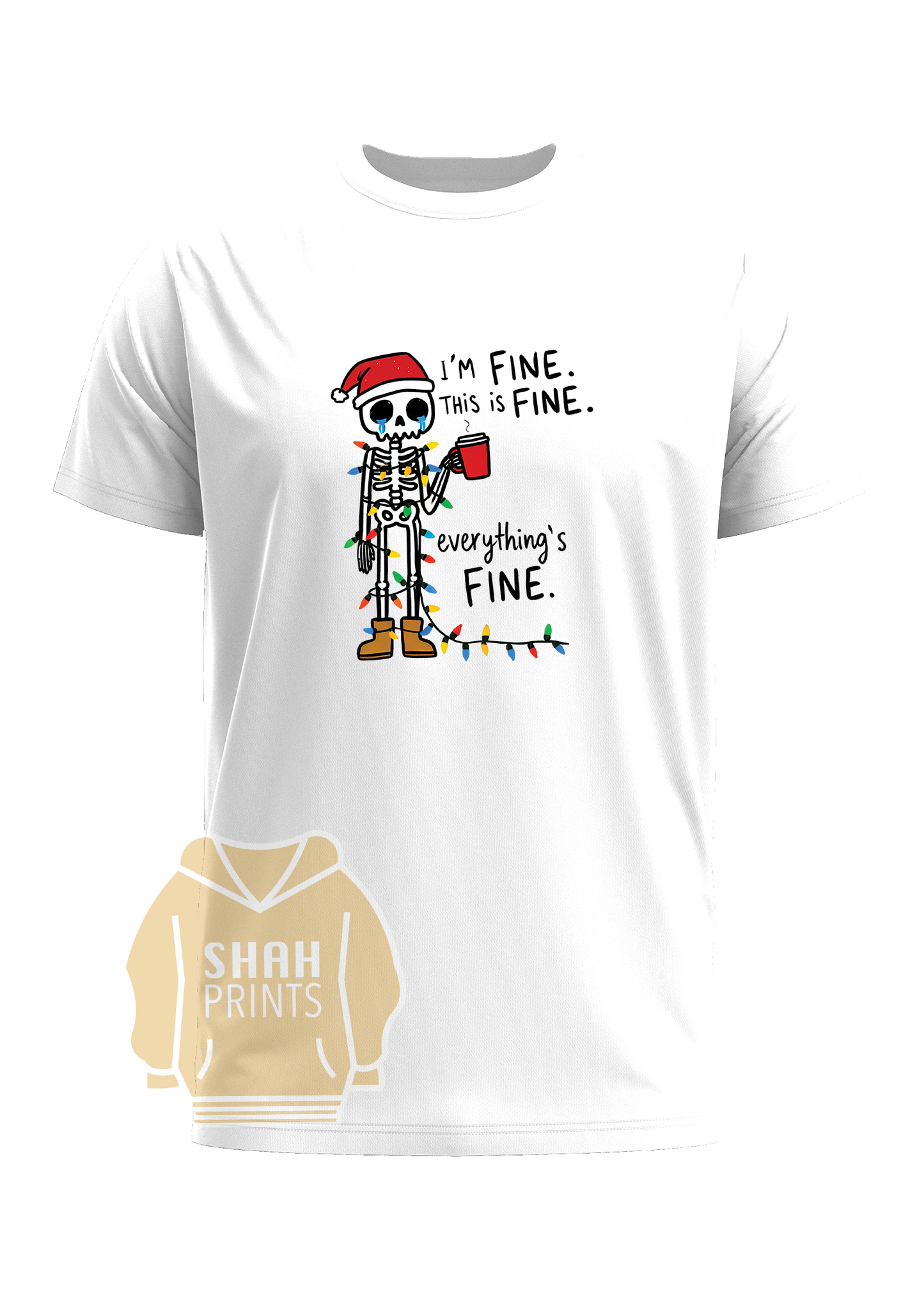 I-Am-Fine-Skelly Crew Neck T-Shirt