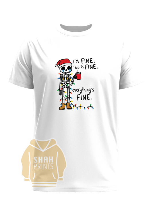 I-Am-Fine-Skelly Crew Neck T-Shirt