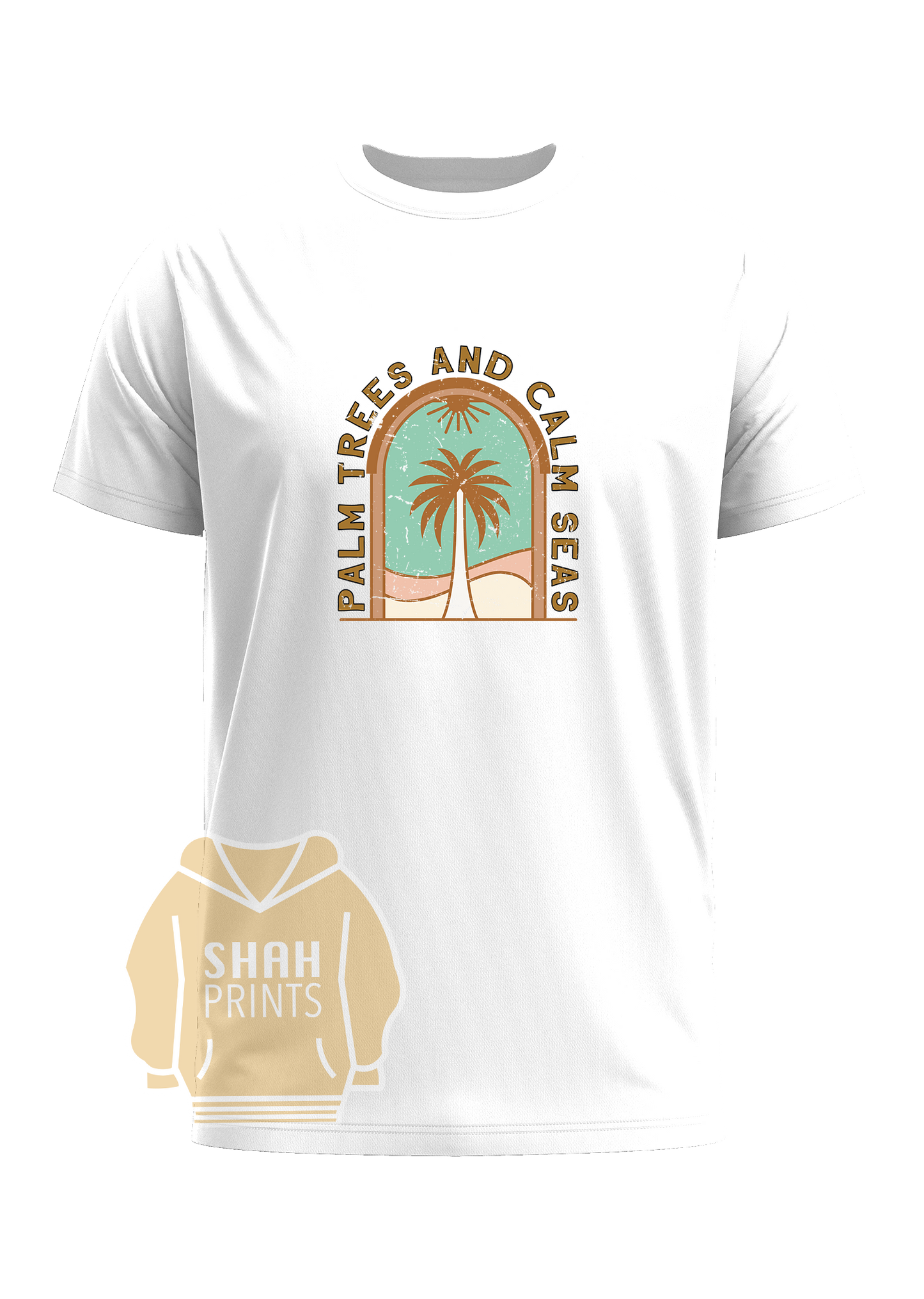 Palm Trees and Calm Seas Short Sleeve Crew Neck T-Shirt