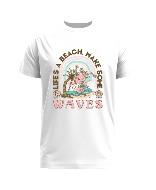 Waves Short Sleeve Crew Neck T-Shirts