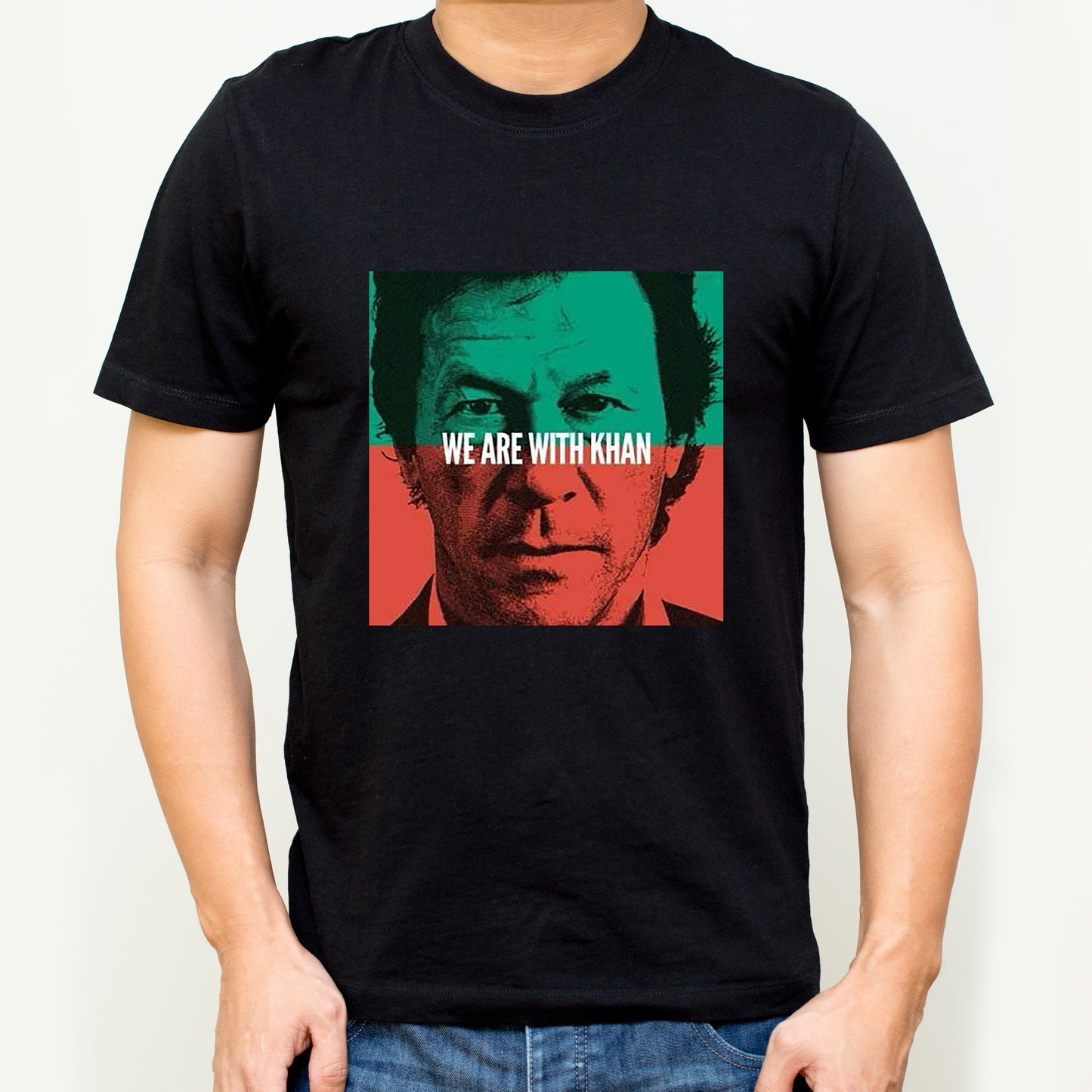 'We are with Khan' Short Sleeve Crew Neck T-Shirt